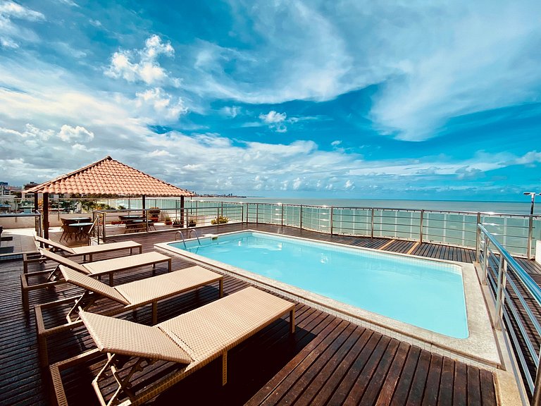 Manaíra Palace 404 - Flat com Varanda e Vista Mar.