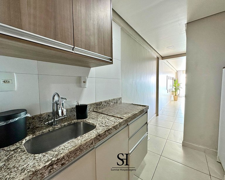 FB 203 - Flat Pé na Areia, Vista Mar com Varanda.