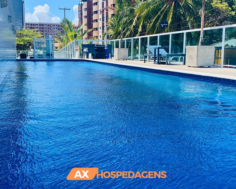 FB 203 - Flat Pé na Areia, Vista Mar com Varanda.