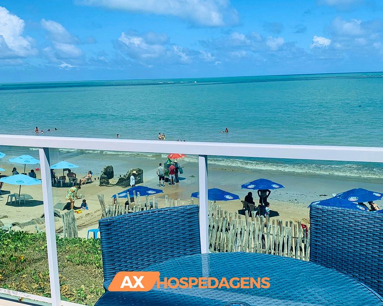 FB 203 - Flat Pé na Areia, Vista Mar com Varanda.