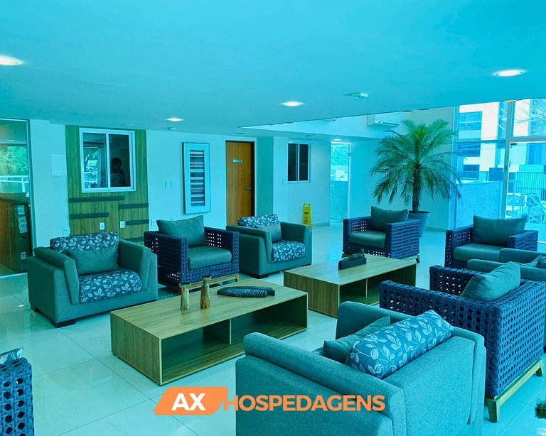 FB 203 - Flat Pé na Areia, Vista Mar com Varanda.