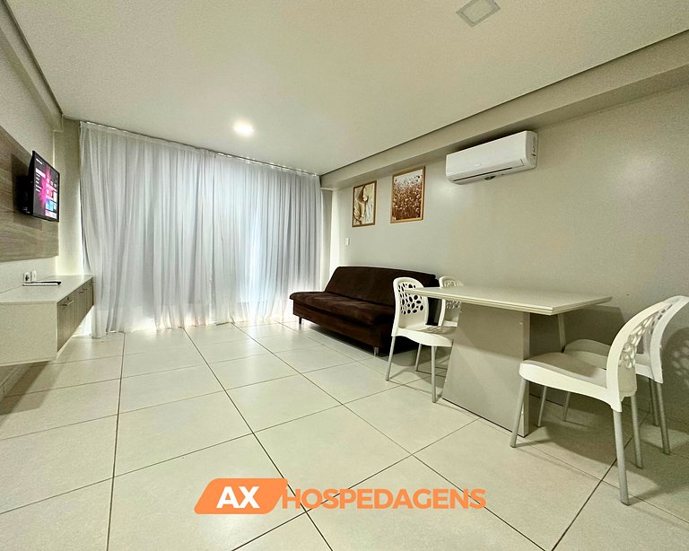 FB 203 - Flat Pé na Areia, Vista Mar com Varanda.