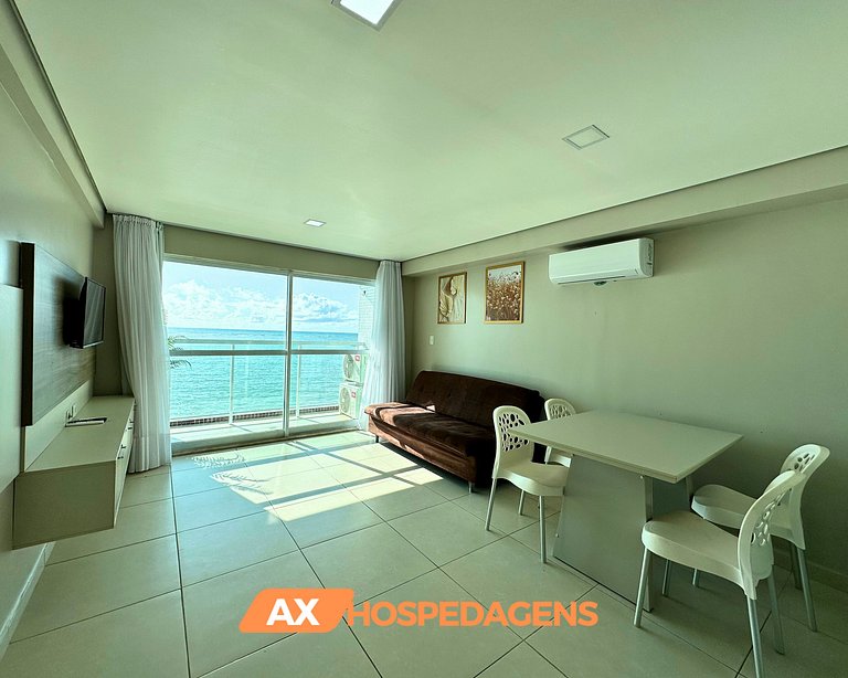 FB 203 - Flat Pé na Areia, Vista Mar com Varanda.