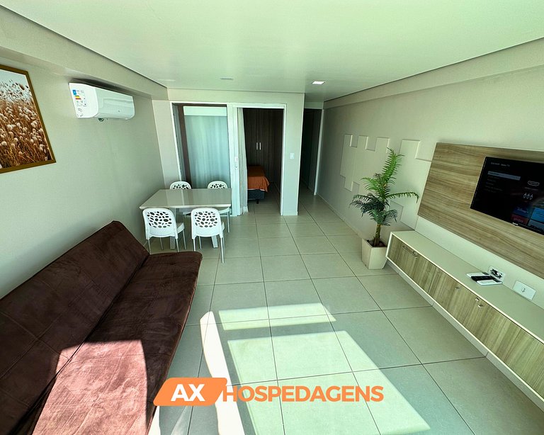 FB 203 - Flat Pé na Areia, Vista Mar com Varanda.