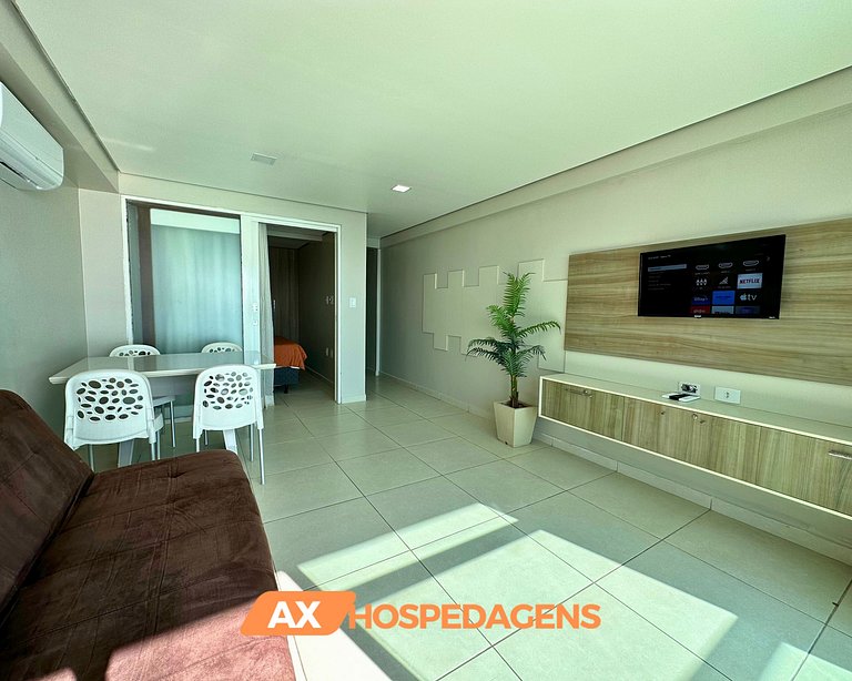 FB 203 - Flat Pé na Areia, Vista Mar com Varanda.