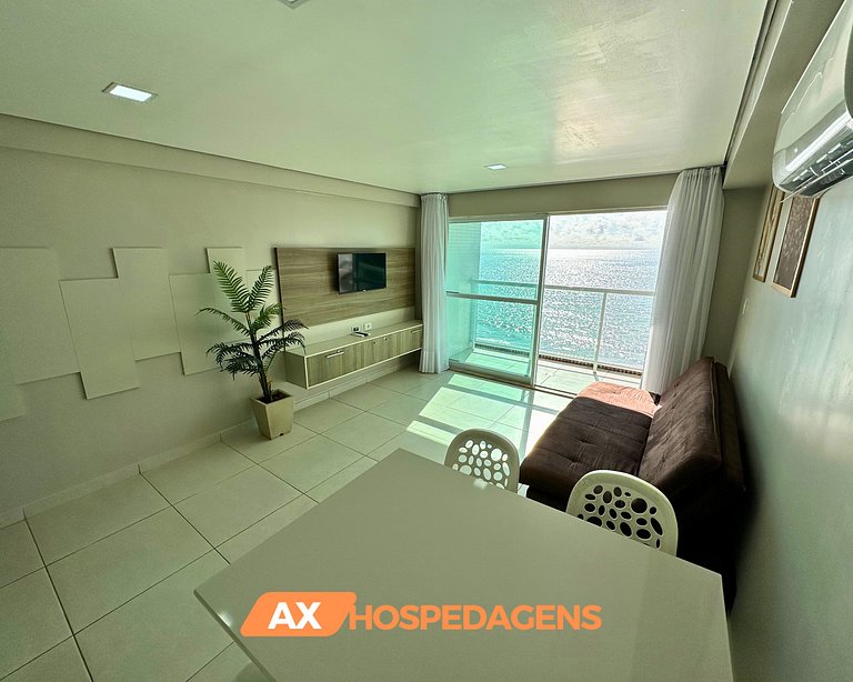 FB 203 - Flat Pé na Areia, Vista Mar com Varanda.