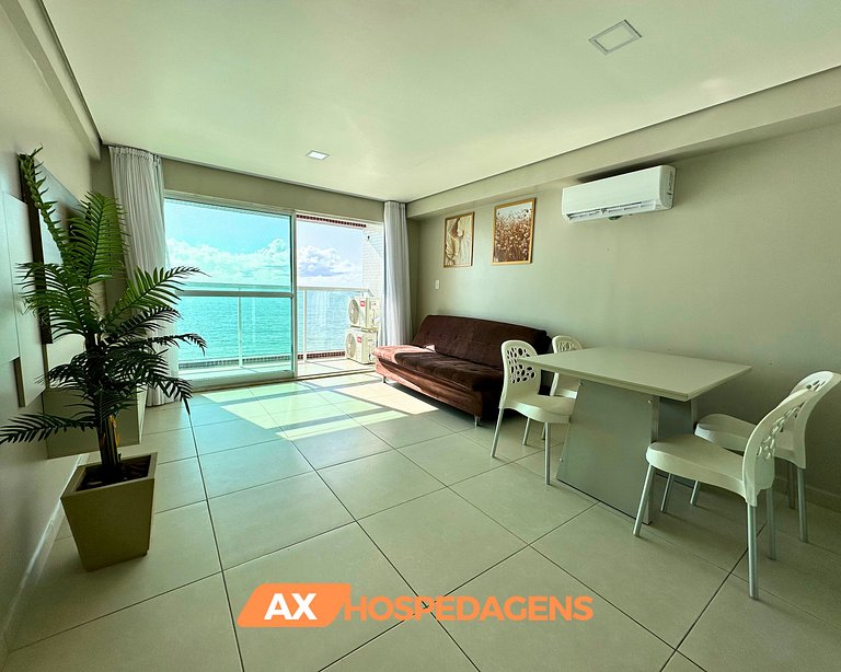 FB 203 - Flat Pé na Areia, Vista Mar com Varanda.