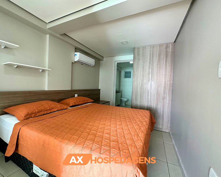 FB 203 - Flat Pé na Areia, Vista Mar com Varanda.