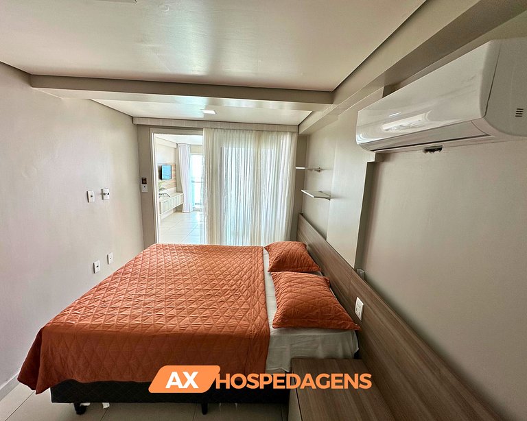 FB 203 - Flat Pé na Areia, Vista Mar com Varanda.