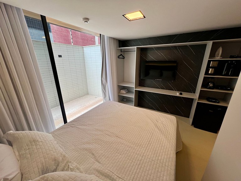 AM 205 - Studio Pé na Areia Estiloso e Funcional