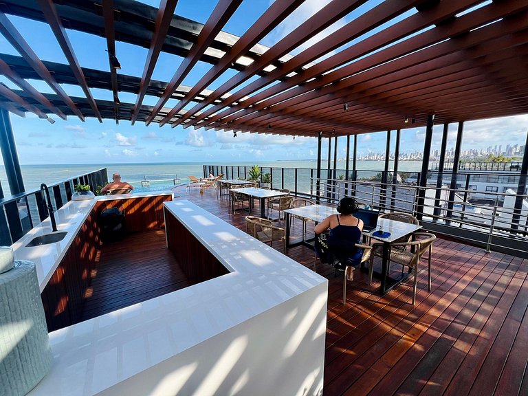 AM 208 - Studio Pé na Areia com Vista Mar Lateral