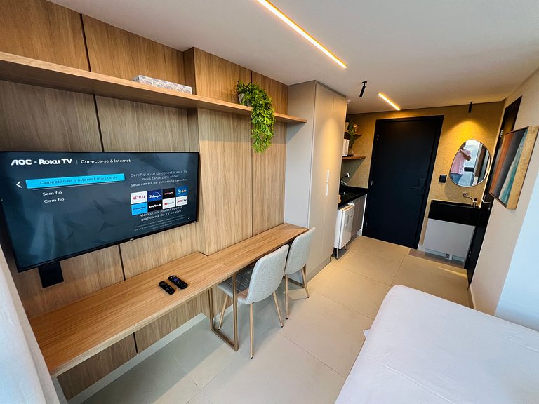 AM 208 - Studio Pé na Areia com Vista Mar Lateral