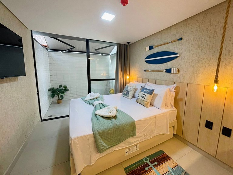 Alta Garden 02 Pé na Areia - Lindo Flat com Garden