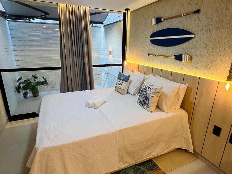 Alta Garden 02 Pé na Areia - Lindo Flat com Garden