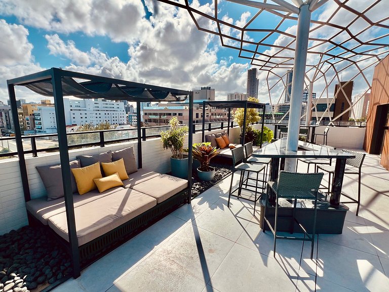 Alta Garden 306 Flat Studio Vista Mar, Pé na Areia