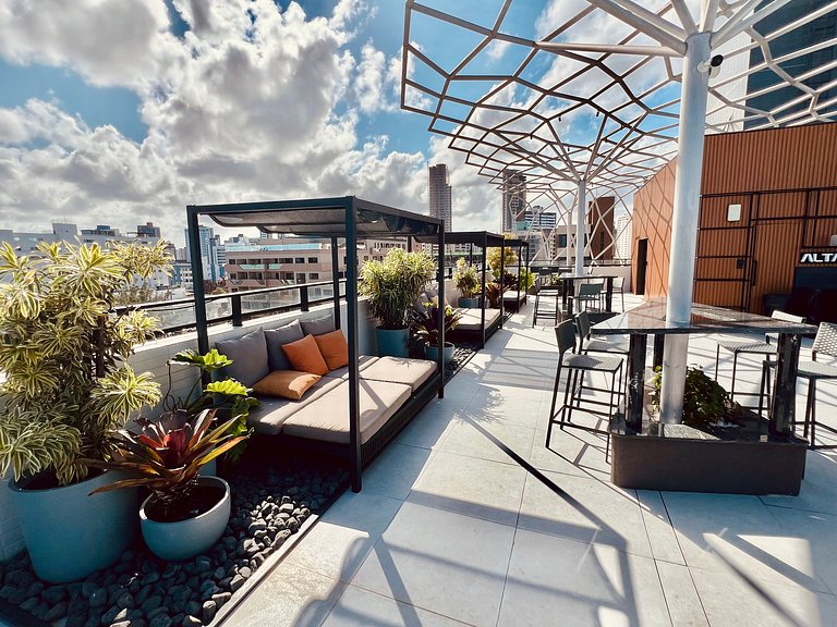 Alta Garden 02 Pé na Areia - Lindo Flat com Garden